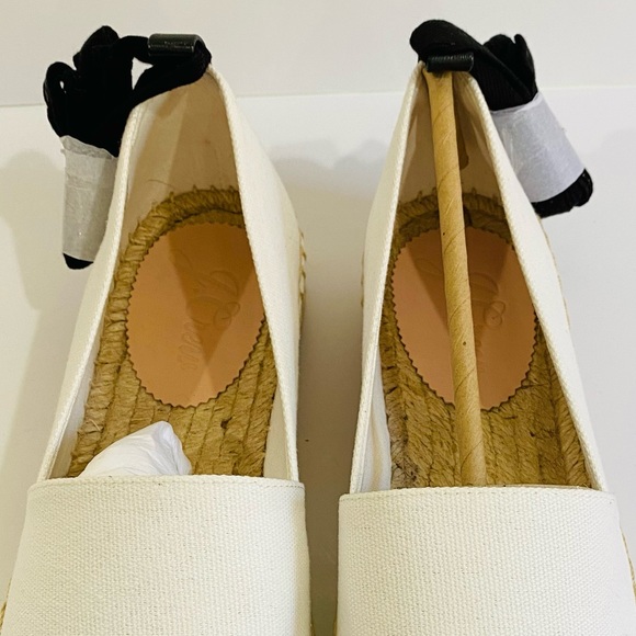 New J. Crew Canvas Espadrille Flats With Leather Cap Toe White Black Siz… - Picture 9 of 15